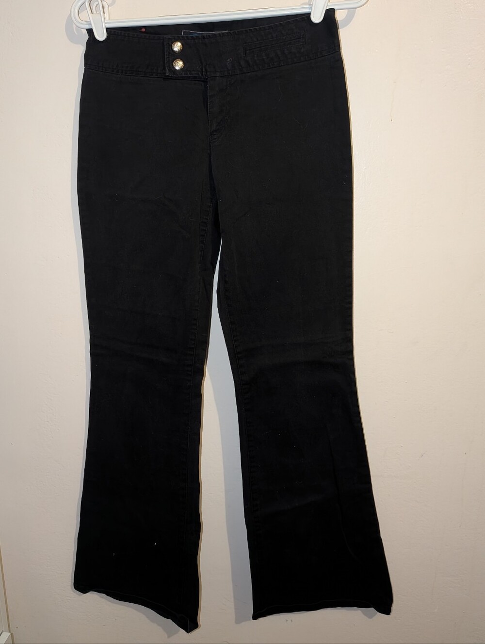 Classic Black Wide-Leg Pants with Double Button Waist Size 5